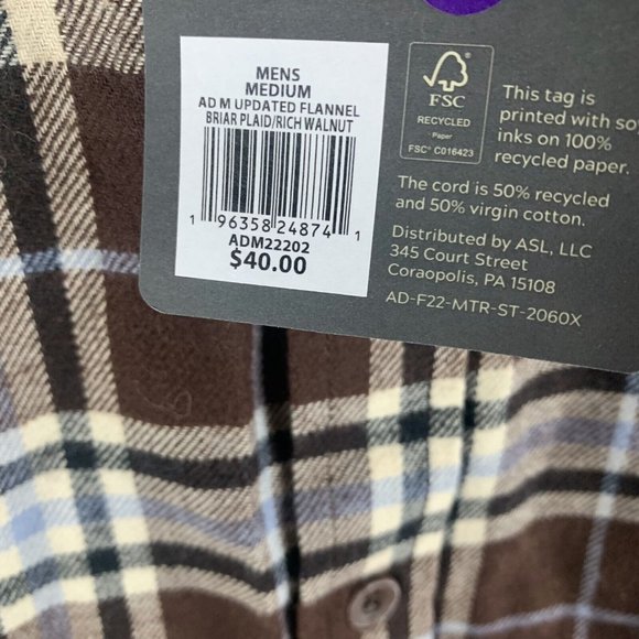 Alpine Design Shirt Mens Medium Rich Walnut Plaid Cotton Flannel Button-Up 8246 - Picture 4 of 8
